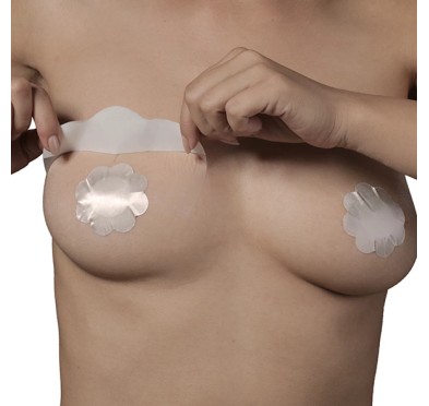 Taśmy do biustu i nakładki materiałowe - Bye Bra Breast Lift & Silk Nipple Covers Miseczka D-F 3 pary